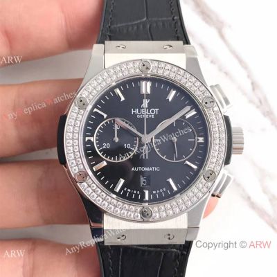Swiss Knock off Hublot Classic Fusion Chronograph Diamond Bezel Watch 7750 Swiss Grade